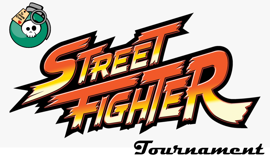 banner with halp logo and street fighter tournament written on it